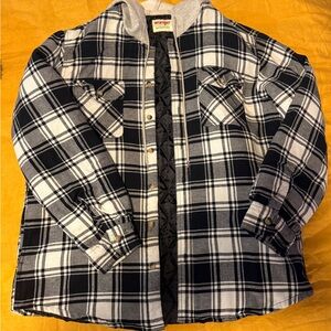 Wrangler Gray and Black Plaid Hooded Jacket